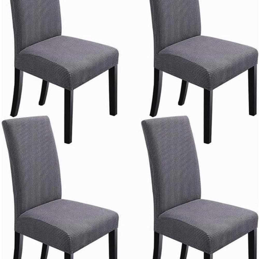 Set of Four Gray Dining Chair Covers